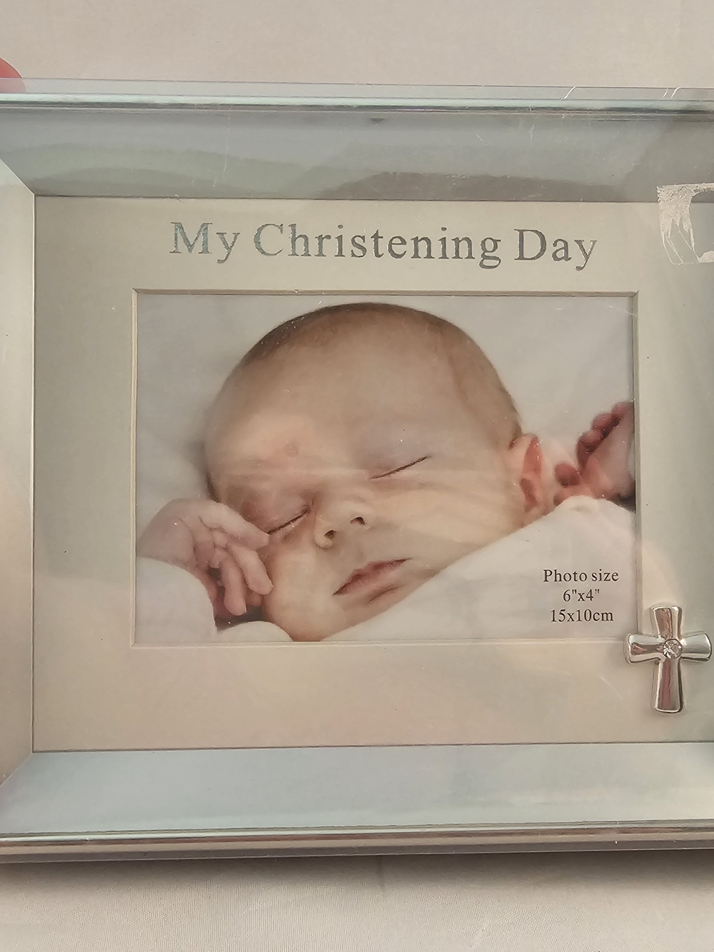 Silver 'My Christening Day' Baby Photo Frame with Cross Accent